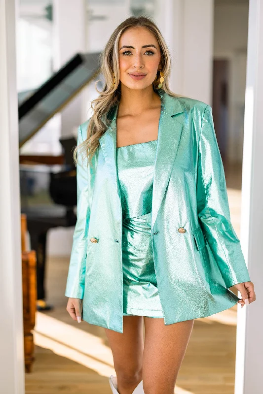 Seasonal Trends Avery Oversized Blazer - Aqua