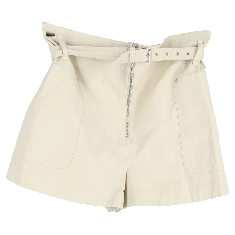 Trendy Attire For Her Isabel Marant Étoile Parana Belted Shorts in White Cotton-Linen