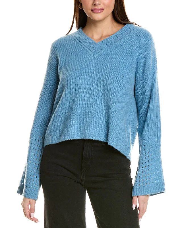 Chic Allure Design History Pointelle Sleeve Cashmere Sweater