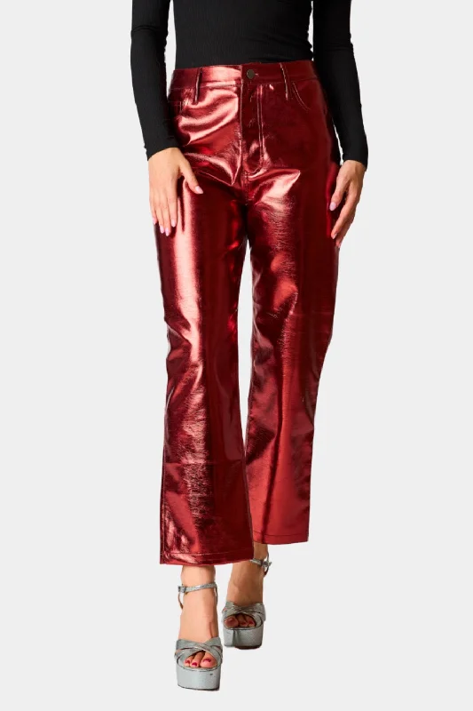 Wardrobe Refresh Travolta High-Rise Metallic Pants - Bronze