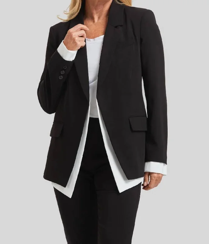 Chic Wardrobe Essentials Hannah Shirt Tail Jacket In Black