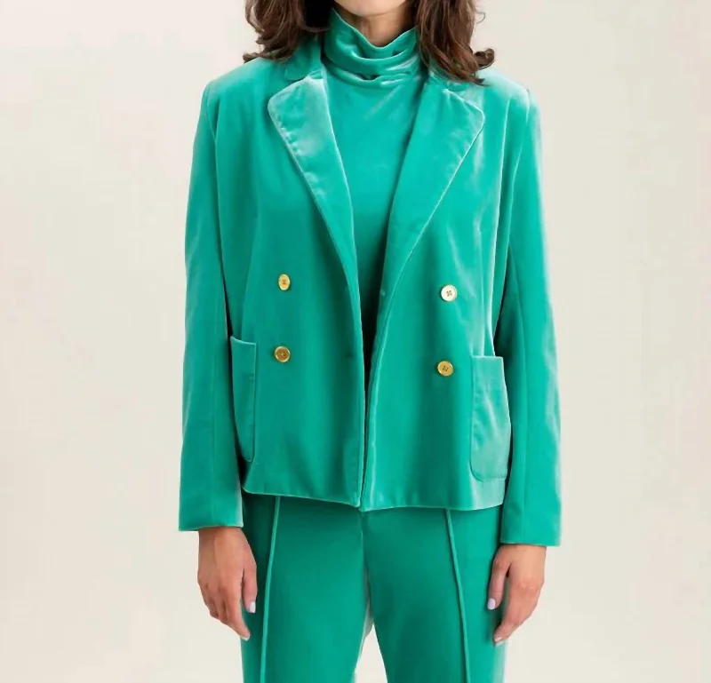 Vintage Retro Party Wear Steph Blazer In Dynasty Green