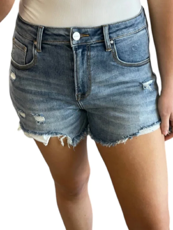 Trendsetting Threads High Rise Distressed Shorts In Light Wash