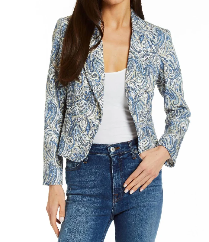 Versatile Wardrobe Essentials Milo Paisley Blazer In Bluebird