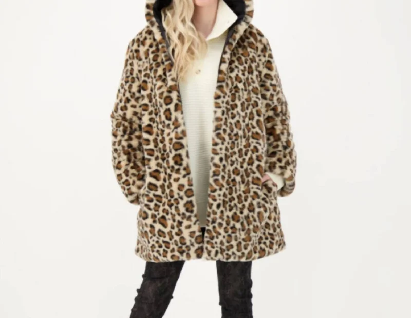 Latest Trends Reversible Cheetah Hooded Coat