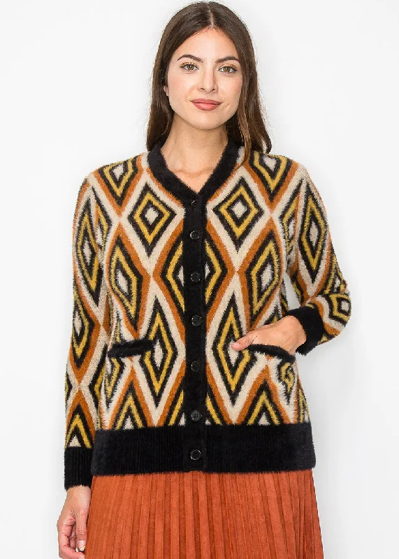 Evening Looks Autumn Vibes Geometric Cardigan