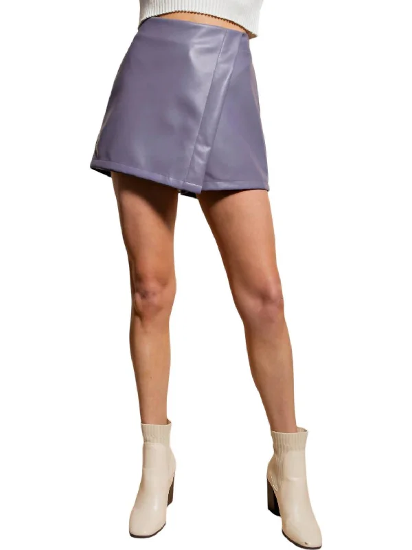 Chic Trend Collection Raven Faux Leather Skort In Purple