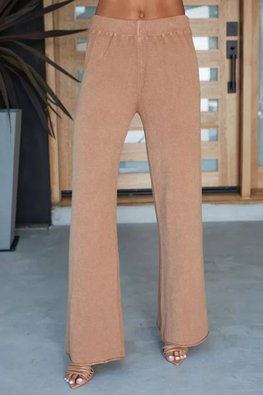 Effortless Style, Endless Impact Knit Cozy Flared Pant In Camel