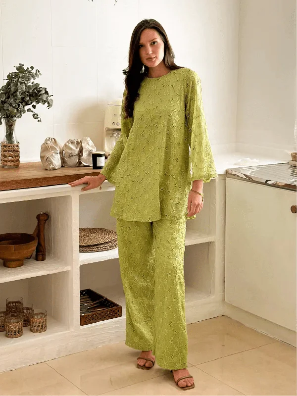 Celebrate With Big Savings Madelyn Green Embroidered Co Ord Set