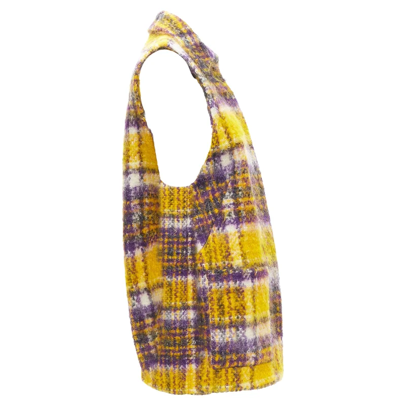 Chic Wardrobe Essentials Marni plaid check mohair blend boxy sleeveless coat