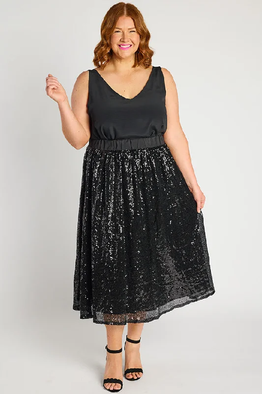 Stylish Savings Eras Black Sequin Skirt