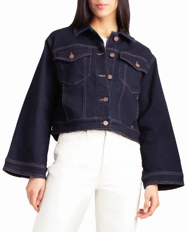 Special Occasion Wear Lenox Hill Bell Sleeve Crop Jacket In Dark Blue