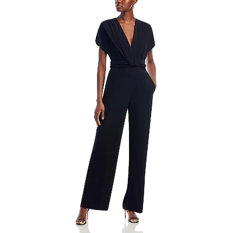 Fashion Forward Womens Crossover Cap Sleeve Jumpsuit