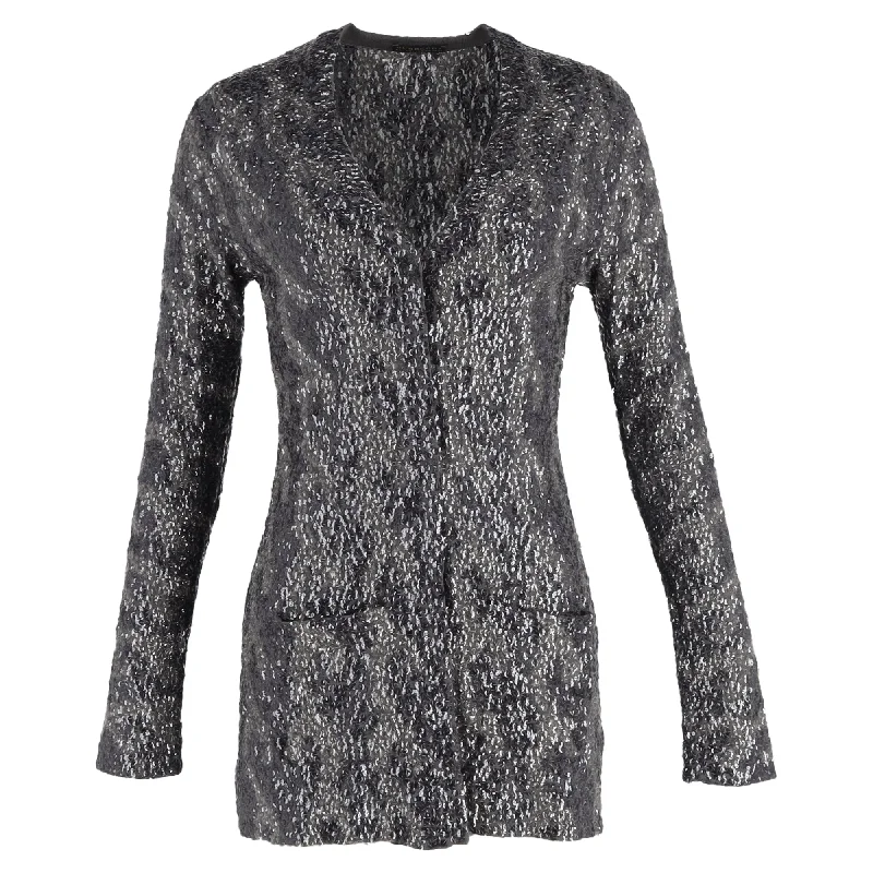 Effortless Style, Endless Impact Burberry Sequin Embellished Cardigan in Grey Wool