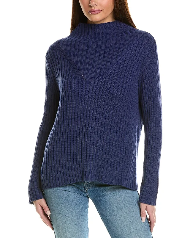 Top Deals Hannah Rose Chunky Rib Funnel Neck Cashmere-Blend Sweater