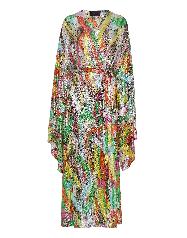 New Season Fashion Preview Knit Lurex Kaftan Rainbow Patchwork