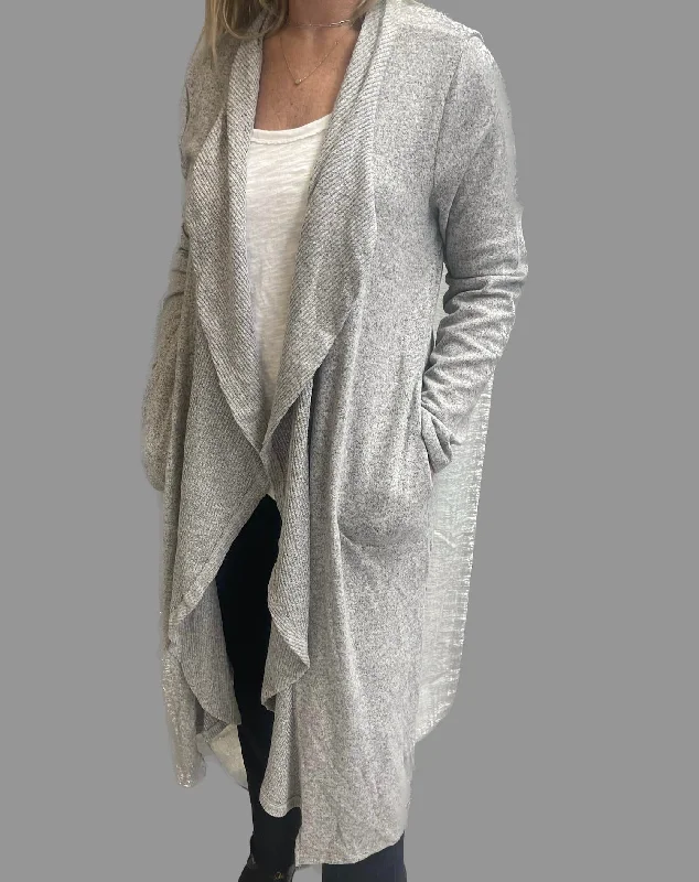 Spring Fling Sale Auden Super Soft Long Drape Cardigan In Grey Onyx