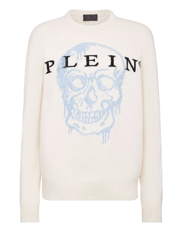 The Latest Fashion Trends Pullover Round Neck LS Intarsia Skull