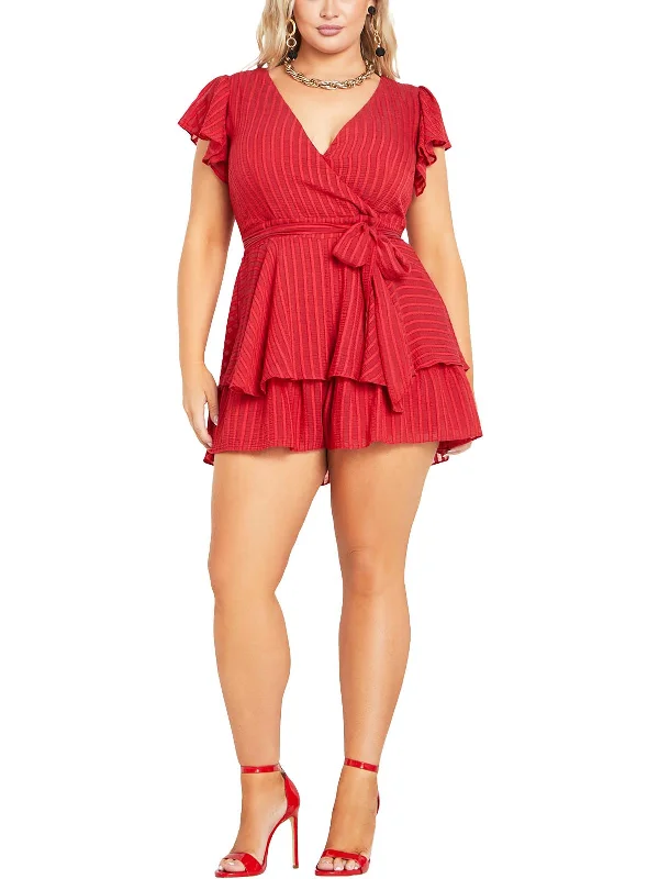 Elegant Simplicity Wardrobe Plus Womens Tiered Surplice Romper