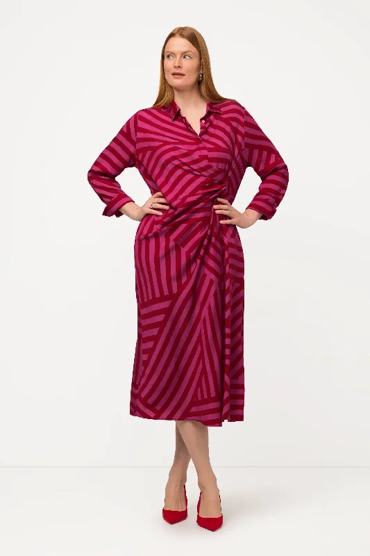 Final Sale Ulla Popken Striped Dress in Berry