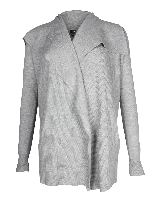 Stylish Looks Theory Ribbed Knit Cardigan in Grey Viscose