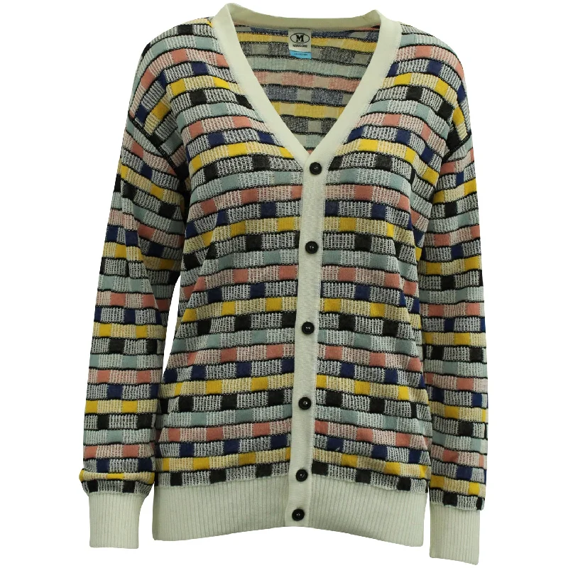 Fashionista Favorites M Missoni Striped Intarsia Cardigan in Multicolor Cotton