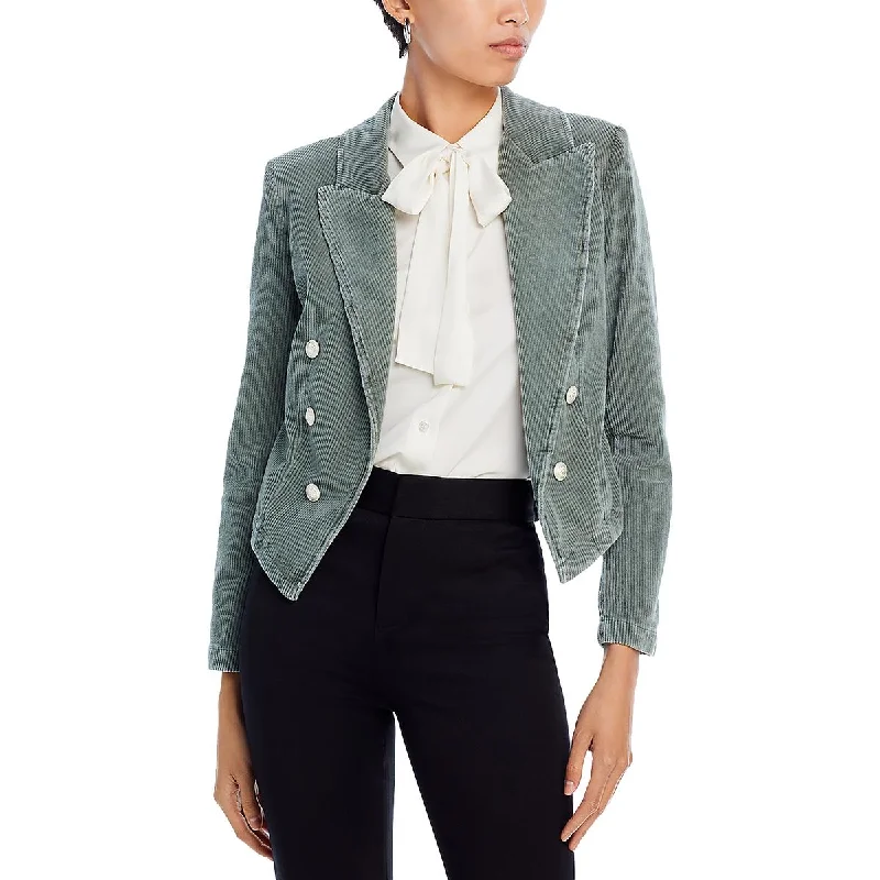 Cottagecore Rustic Charm Style Womens Cropped Work Wear Double-Breasted Blazer