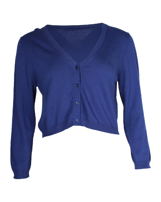 Chic & Cozy Collection Max Mara Weekend Cropped Cardigan in Blue Viscose