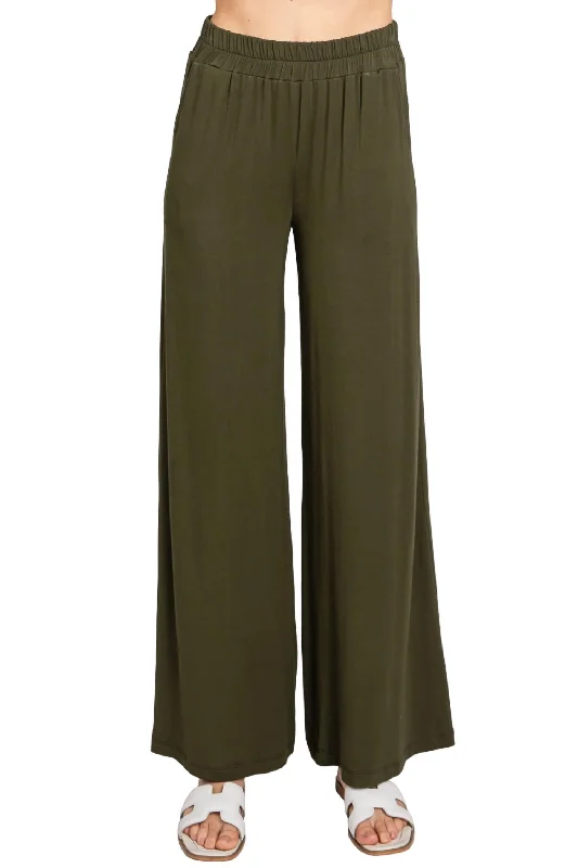 All Season Basics Discount Let's Lounge Wide Leg Pant In Deep Olive