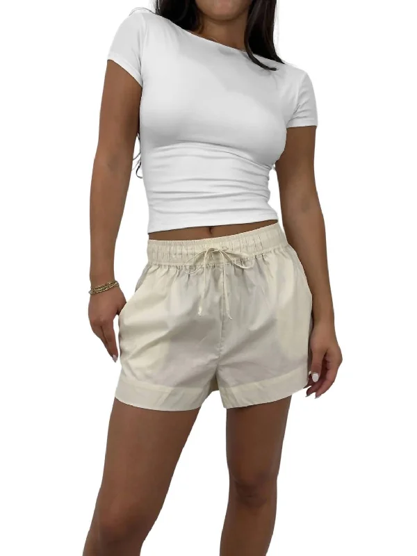 Eclectic Style Wardrobe Classic Poplin Boxer Shorts In Beige