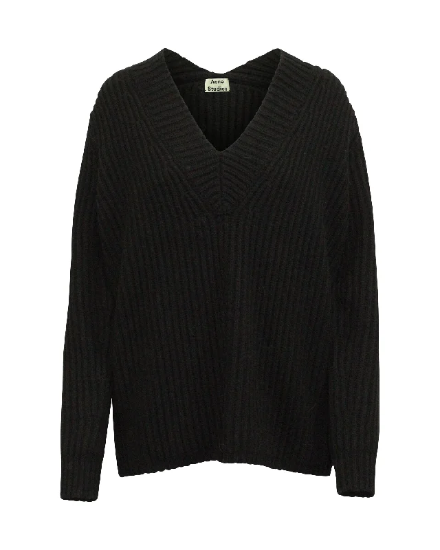 Limited Time Offer Acne Studios Keborah V-neck Sweater in Black Wool