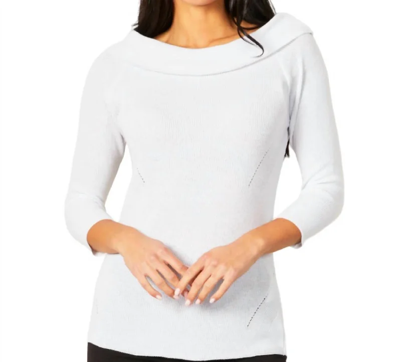 Sophisticated Cut Off The Shoulder Ribbed Detail Top In White