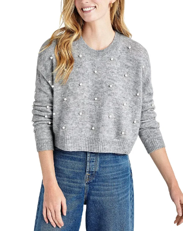 Romantic Date - Night Ensemble Pearl Crew Sweater In Heather Grey