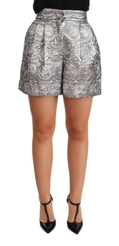 Timeless Elegance Redefined Dolce & Gabbana Chic Floral Brocade High Waist Mini Women's Shorts