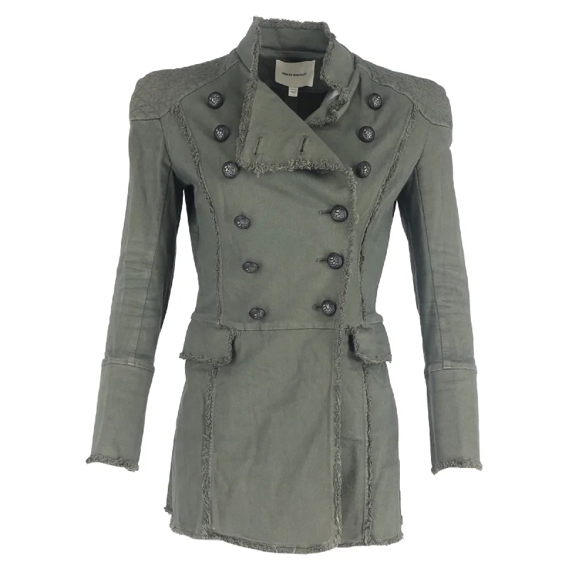 Limited Time Offer Pierre Balmain Double Breasted Military Jacket in Green Cotton