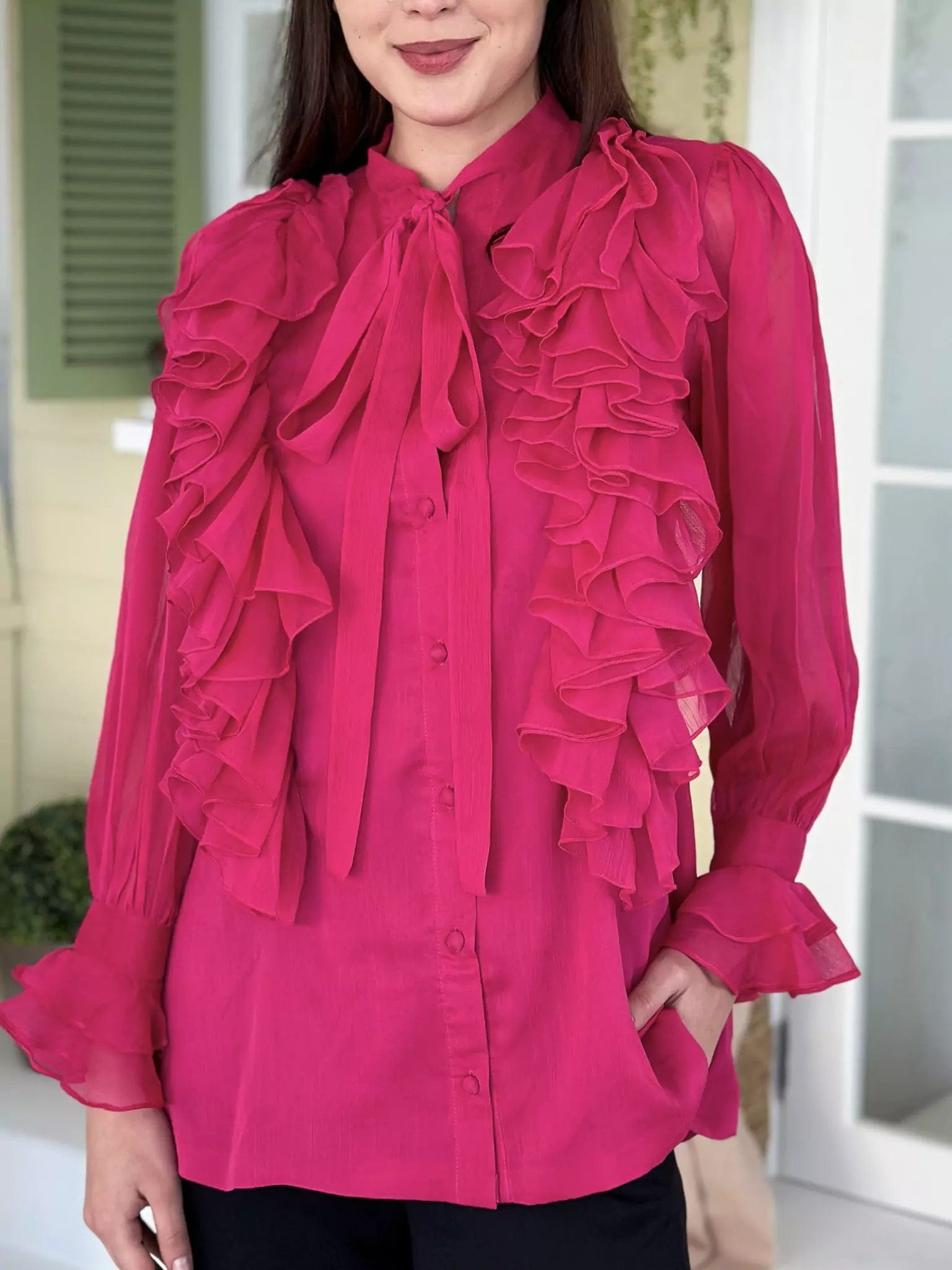 Great Prices On Feminine Styles Ruffle Truffle Pink Shirt