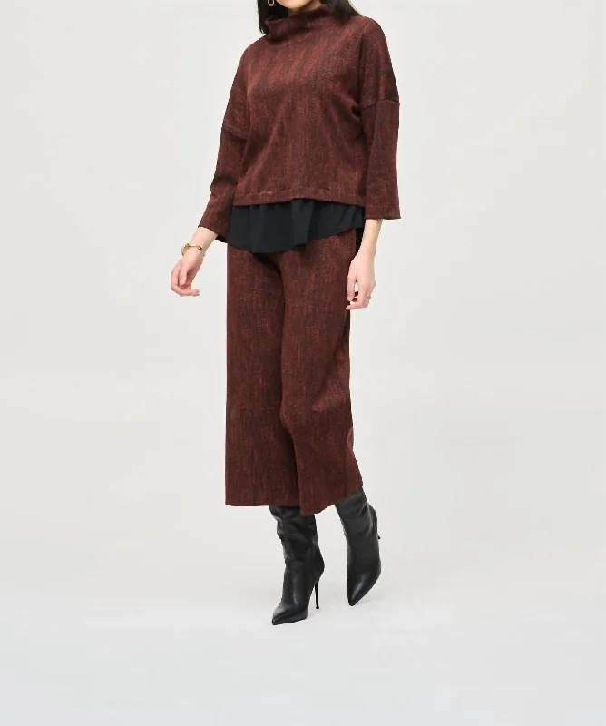 Trend Driven Wardrobe Jacquard Knit Pull-On Culotte Pants In Orange/black