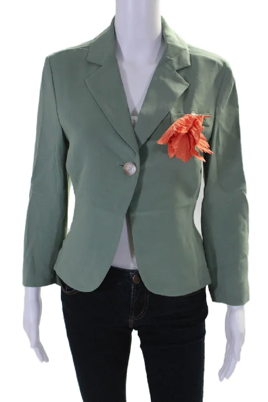 High End Women's Wear Rosie Assoulin Womens Double Faced Georgette Silk Oh Baby Blazer Jacket Sage 4