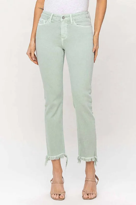 Elegant Style Crop Straight Jeans In Mint