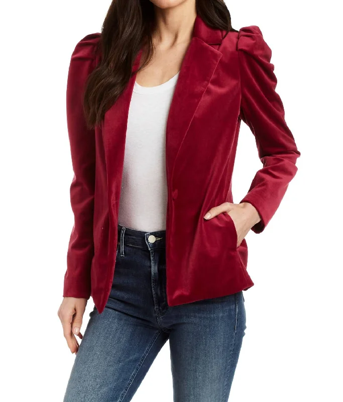 Effortless Chic Apparel Carole Velvet Jacket In Passion