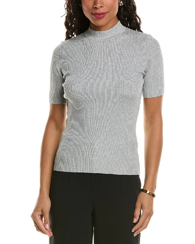 Fashion Essentials Elie Tahari Metallic Mock Sweater