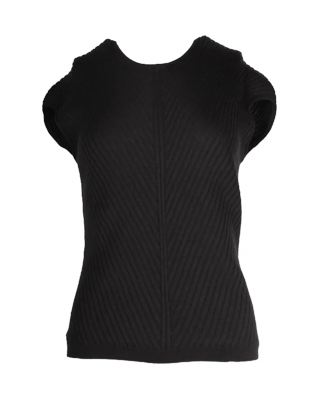 Cool Prices Loro Piana Rohe Asymmetric Sleeveless Rib-Knit Top in Black Cashmere