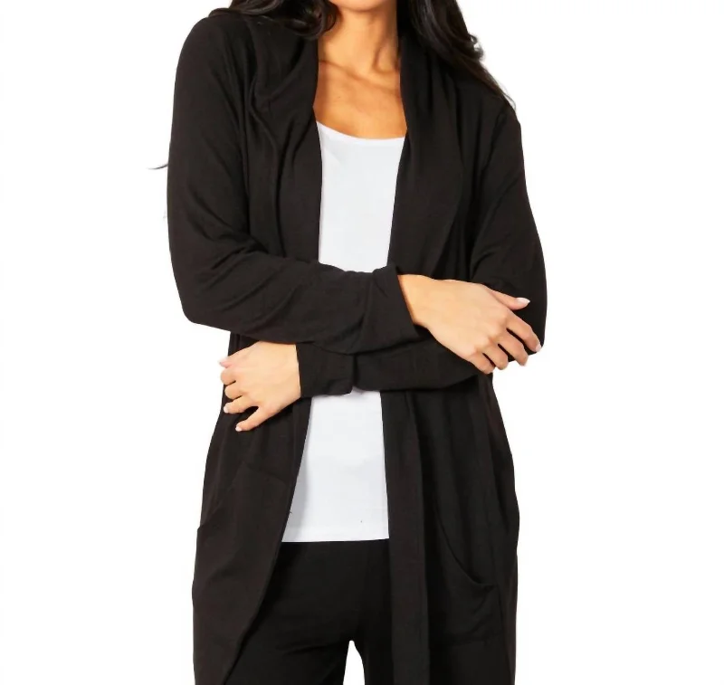 Flash Deals Open Hoodie Duster In Black