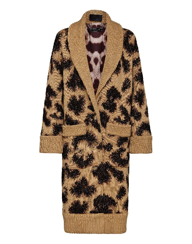 Vintage Style Clothing Sale Cardigan Long Jacquard Lurex Leopard