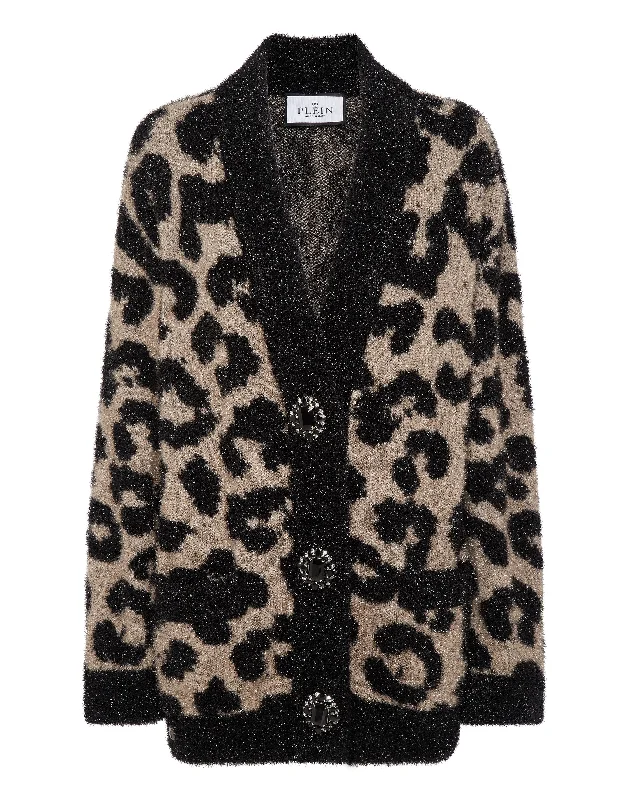 Trendy Threads Lurex Cardigan Leopard