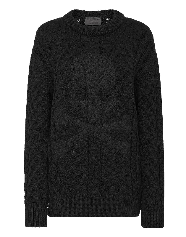 Huge Discounts This Week Pullover Round Neck LS Skull