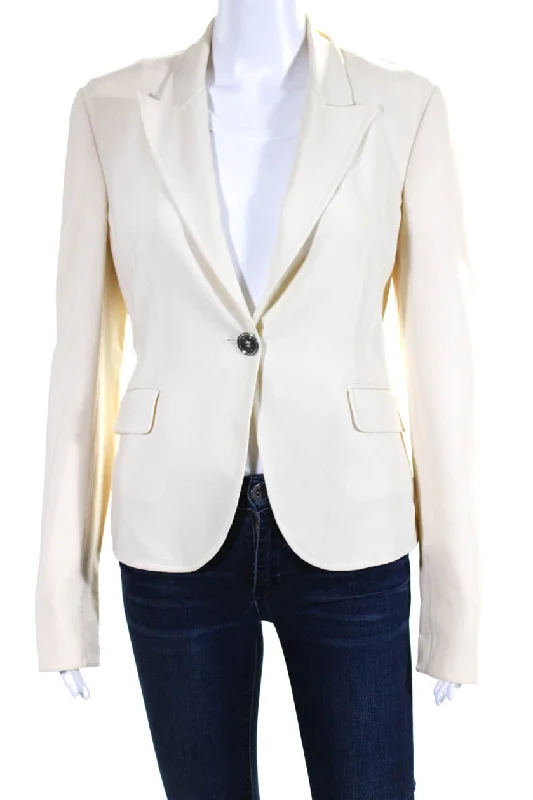 Stylish Savings Michael Kors Womens Single Button Blazer Jacket Cream White Wool