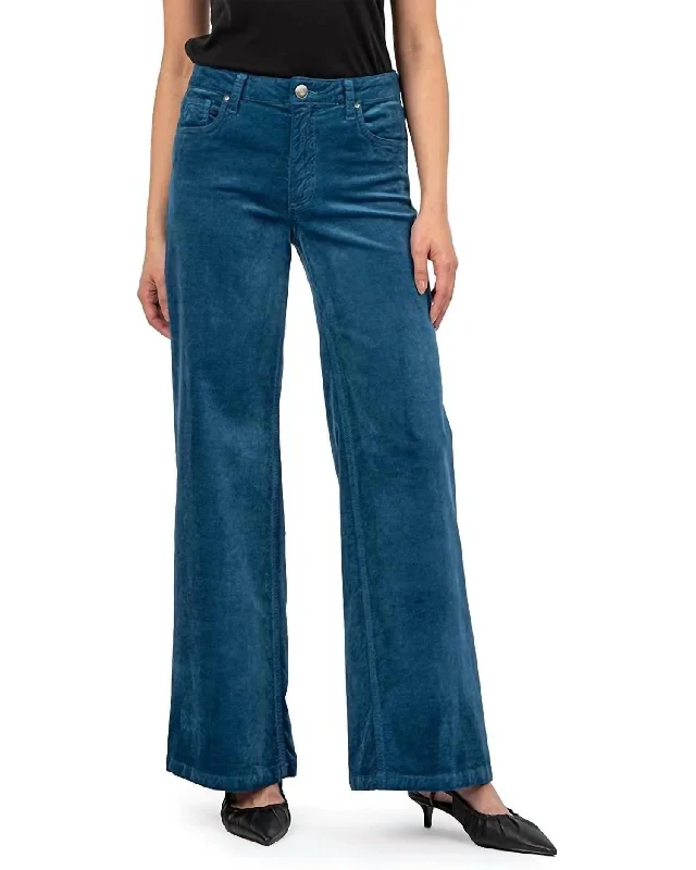 Quality Wear Jean Wide Leg Pant In Teal Blue