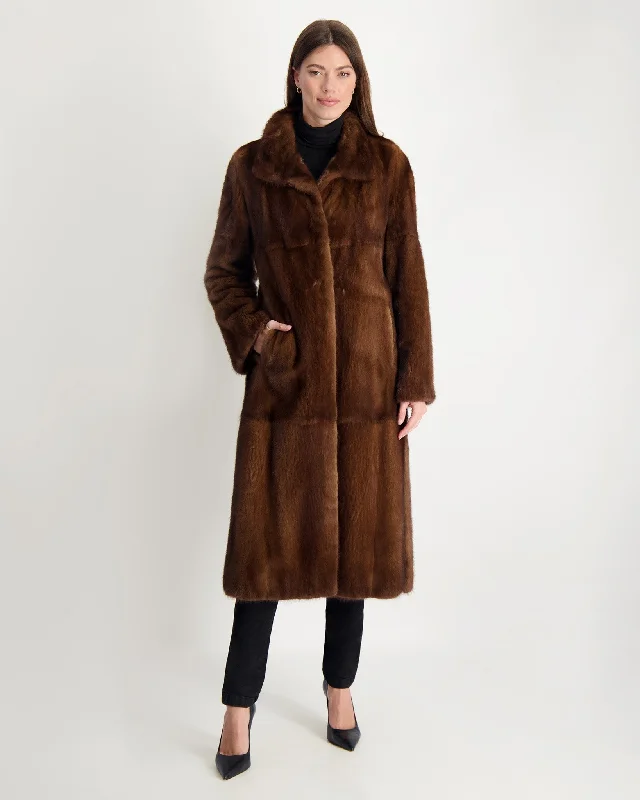 Seasonal Fashion Mink Coat with Stand Collar