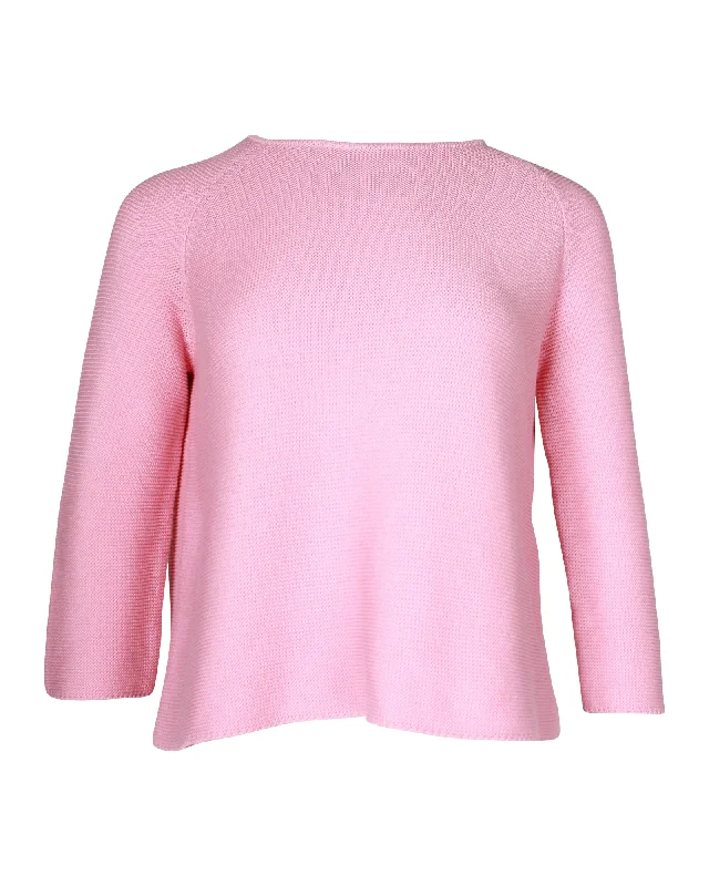 Discount Extravaganza Weekend by Max Mara Crewneck Knit Sweater in Pink Cotton